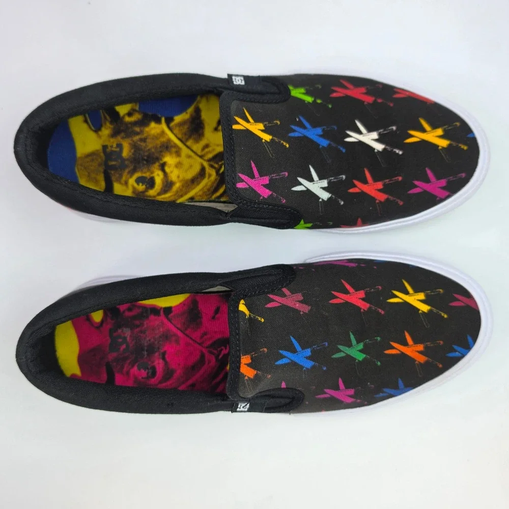 DC Shoes Andy Warhol Manual Slip-On Mens 8 Black Multi Knives Print ADYS300714